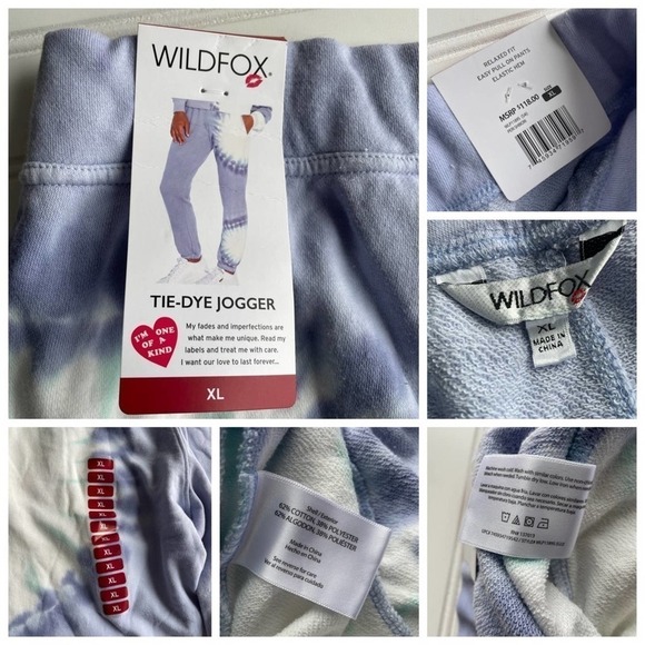 Wildfox Tie Dye Jogger Sweatpants purple XS XL XXL French Terry High Waist NWT - Picture 3 of 9